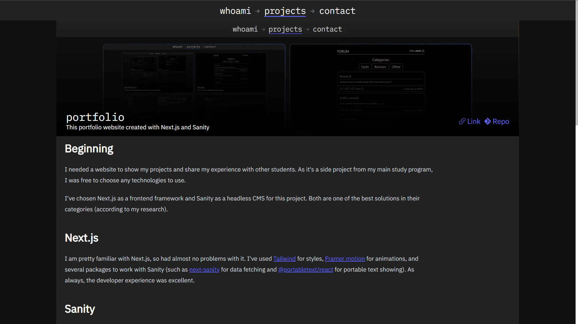 One of the projects in old design