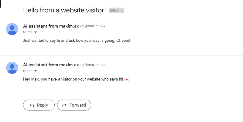First few messages of the bot